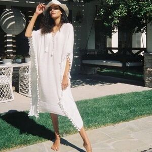Nwt! Walter Barker White Sheer Kaftan Cover-Up one size